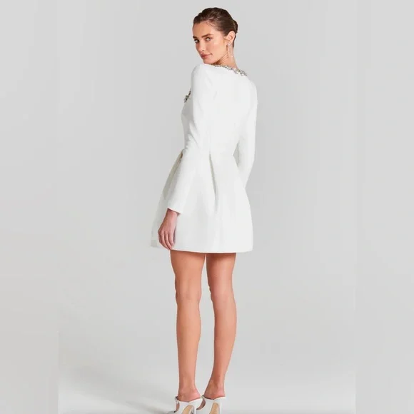 NADINE MERABI Kimberly Rhinestone Mini Dress, Size 12 US - Picture 3 of 9